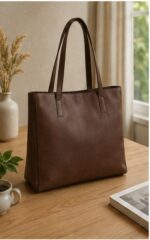 Brown Leather Simple Tote Bag