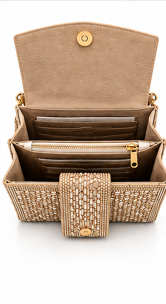 Silver Rhinestone Envelope Clutch with Chain - Image 3