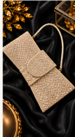 Silver Rhinestone Envelope Clutch with Chain