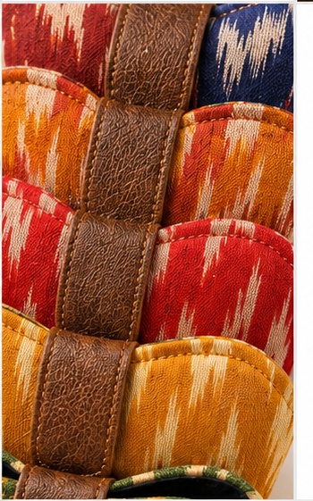 Set of 6 Multicolor Ikat-Style Fabric Pouches - Image 4