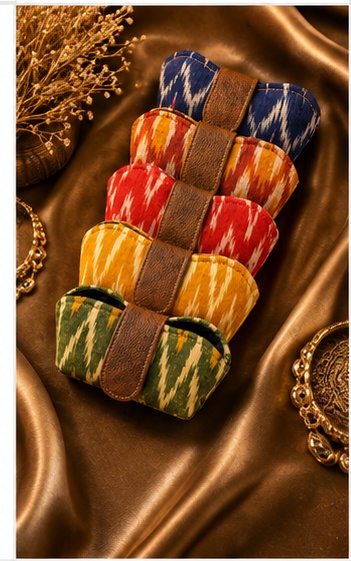 Set of 6 Multicolor Ikat-Style Fabric Pouches - Image 2