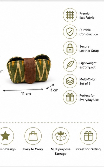Set of 6 Multicolor Ikat-Style Fabric Pouches - Image 3