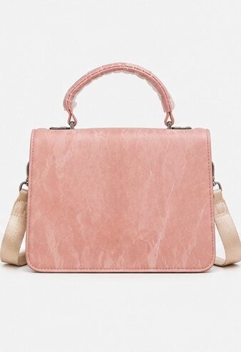 Blush Pink Flap Shoulder Bag with Chain Strap - Image 2