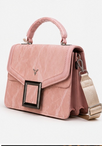Blush Pink Flap Shoulder Bag with Chain Strap - Image 4