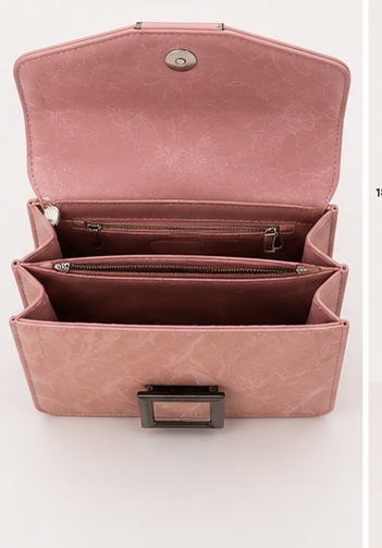 Blush Pink Flap Shoulder Bag with Chain Strap - Image 6