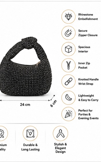 Black Rhinestone Mini Shoulder Bag - Image 5