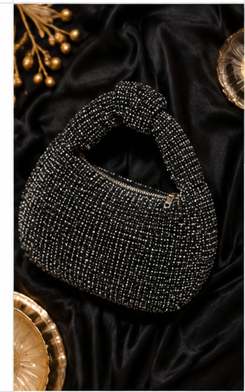 Black Rhinestone Mini Shoulder Bag - Image 2