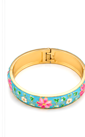 Multicolor Enamel-Style Patterned Cuff Bangle - Image 3