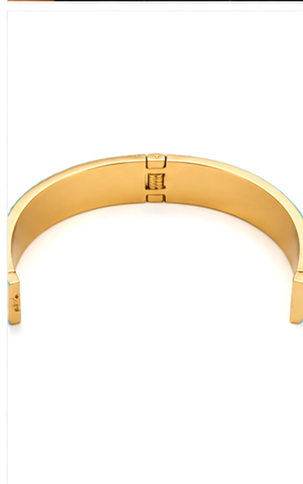 Multicolor Enamel-Style Patterned Cuff Bangle - Image 4