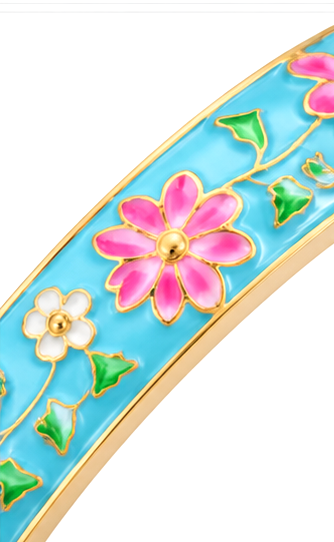 Multicolor Enamel-Style Patterned Cuff Bangle - Image 5