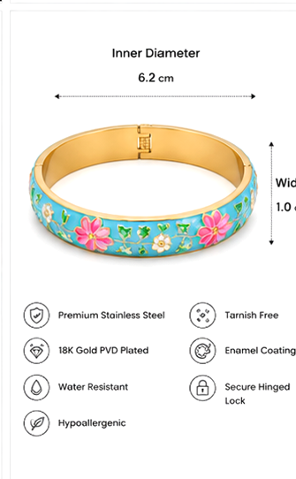 Multicolor Enamel-Style Patterned Cuff Bangle - Image 6