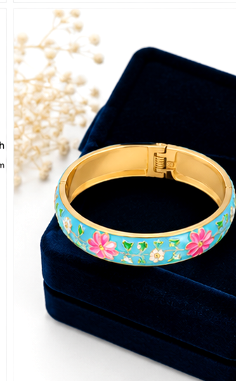 Multicolor Enamel-Style Patterned Cuff Bangle - Image 7