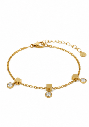 Gold Tone Minimal Chain Bracelet with Charm
