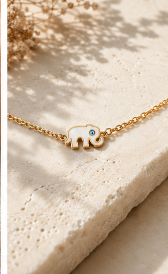 Gold Tone Elephant Charm Chain Bracelet - Image 3