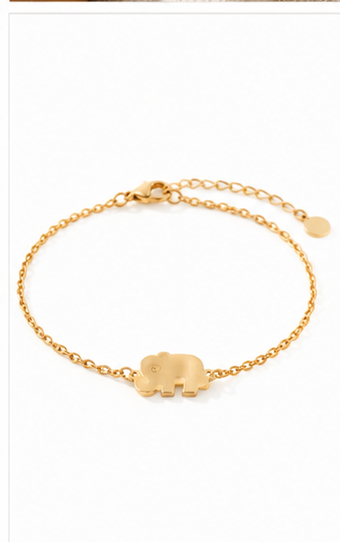 Gold Tone Elephant Charm Chain Bracelet - Image 4