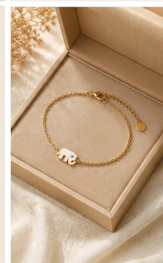 Gold Tone Elephant Charm Chain Bracelet - Image 6