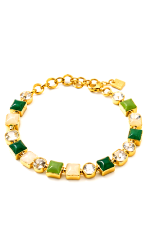 Green and Clear Stone Link Bracelet