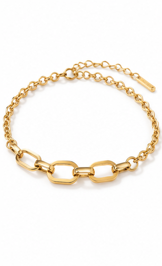 Gold Tone Chain Bracelet with Oval Links