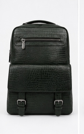 Black Textured Leather Structured Tote / Briefcase