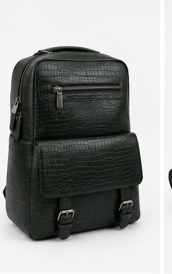 Black Textured Leather Structured Tote / Briefcase - Image 3