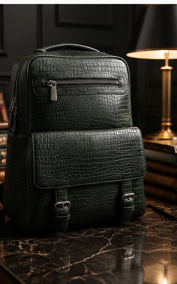 Black Textured Leather Structured Tote / Briefcase - Image 4