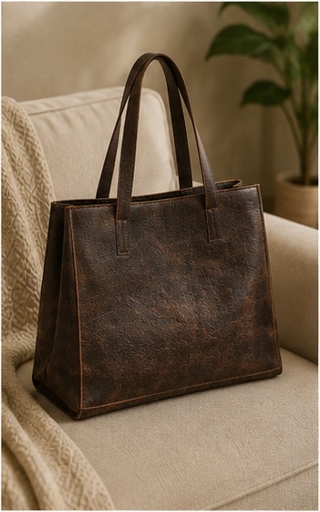 Brown Distressed Leather Flap-Over Messenger Bag
