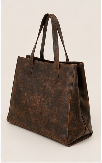 Brown Distressed Leather Flap-Over Messenger Bag - Image 5