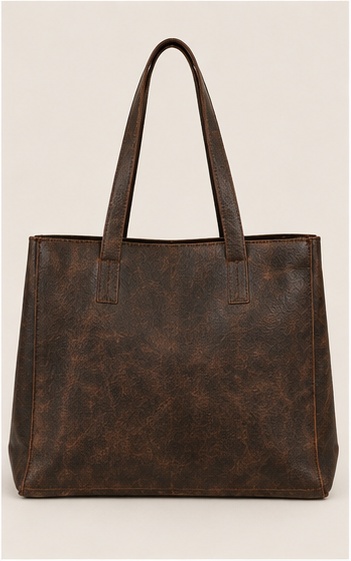 Brown Distressed Leather Flap-Over Messenger Bag - Image 2