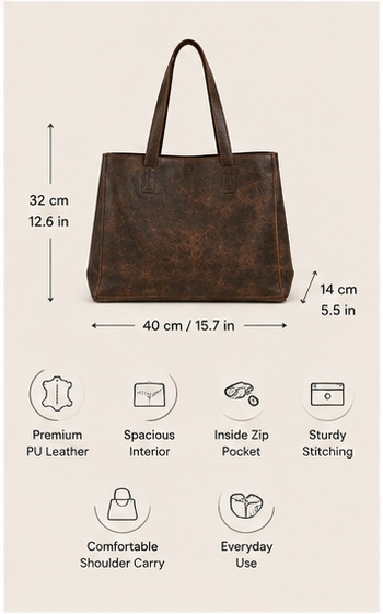Brown Distressed Leather Flap-Over Messenger Bag - Image 4