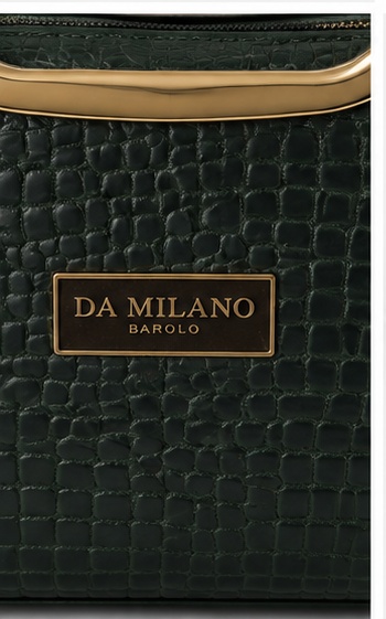 Dark Green Croc-Embossed Tote with Acrylic Ring Handles & Logo Plate - Image 5