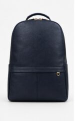 Navy Leather Structured Tote / Briefcase with Snap Closure