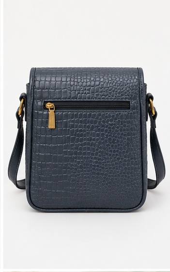 Olive Green Croc-Embossed Flap Crossbody Bag - Image 2