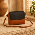 Black & Tan Two-Tone Leather Small Bag