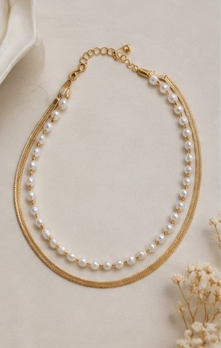 Gold Tone Choker Style Necklace - Image 2