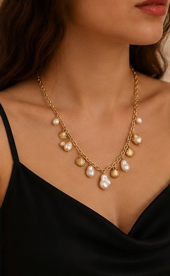 Gold Tone Stone Accent Necklace - Image 4