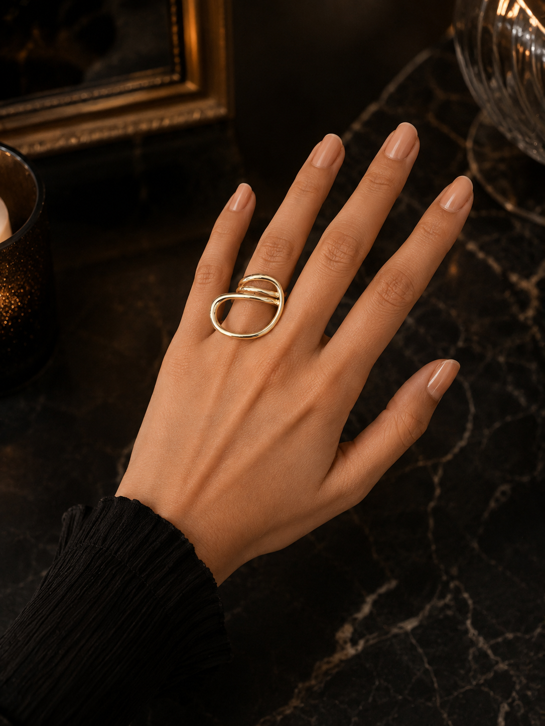 Gold Tone Floral Statement Ring - Image 6