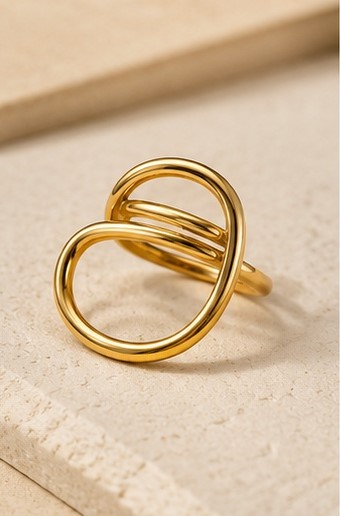 Gold Tone Floral Statement Ring - Image 2