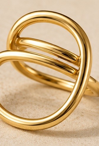 Gold Tone Floral Statement Ring - Image 4