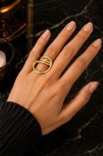 Gold Tone Floral Statement Ring