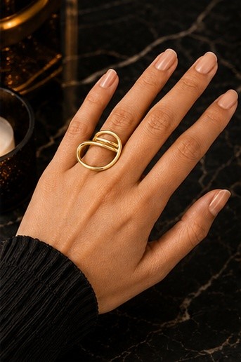 Gold Tone Floral Statement Ring