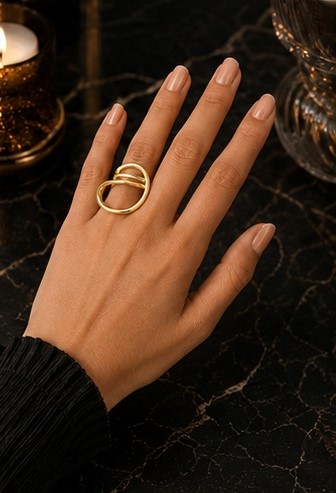 Gold Tone Floral Statement Ring - Image 5