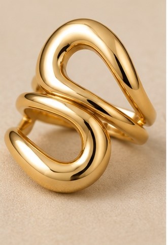 Gold Tone Pearl Accent Ring - Image 2