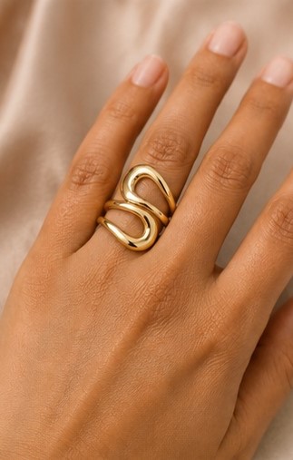 Gold Tone Pearl Accent Ring