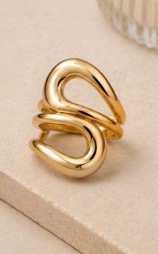 Gold Tone Pearl Accent Ring - Image 4