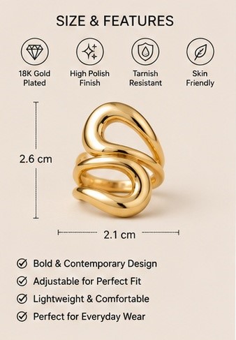 Gold Tone Pearl Accent Ring - Image 6