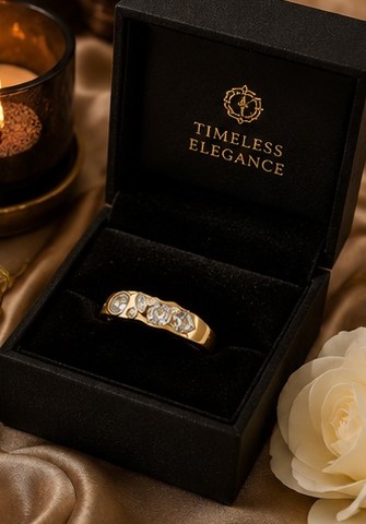 Gold Tone Floral Stone Ring - Image 5