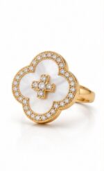 Gold Tone Floral Open Ring