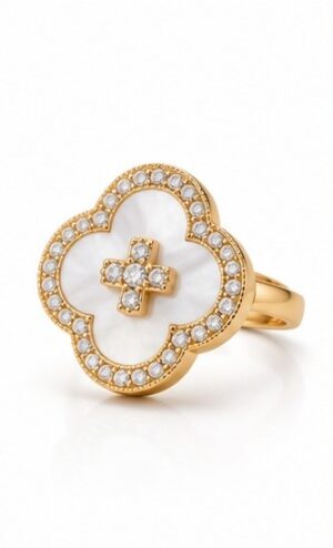 Gold Tone Floral Open Ring