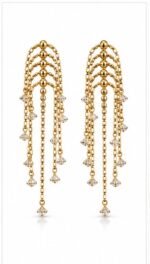 Gold-Plated Crystal Multi-Chain Tassel Fringe Drop Earrings