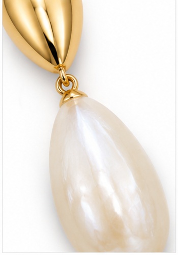 Gold-Plated Teardrop & Baroque Pearl Drop Earrings - Image 3